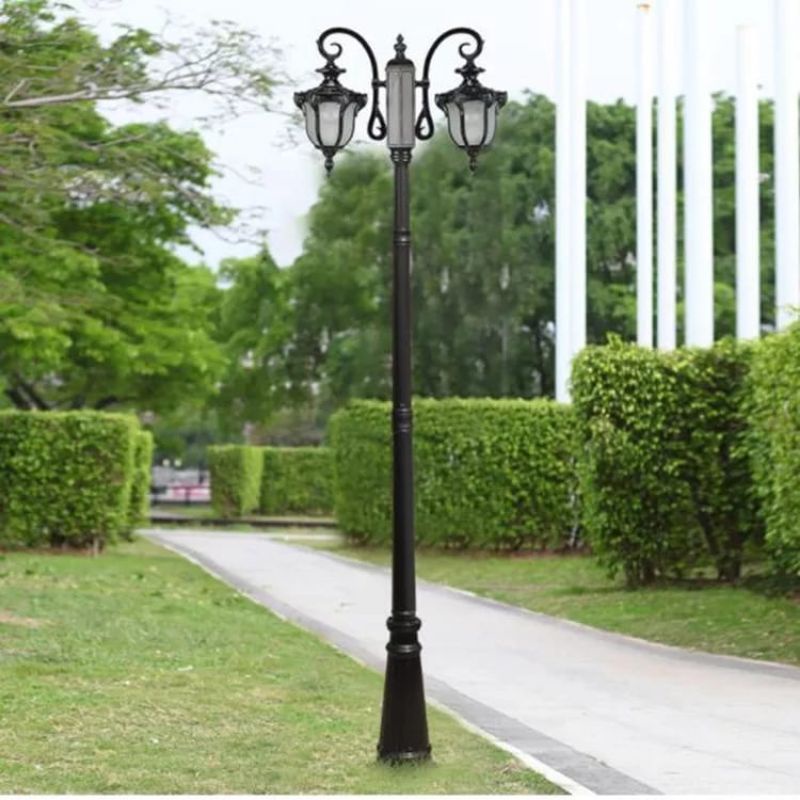 LAMPU TAMAN TIANG OUTDOOR TINGGI 3 METER CABANG 2 LAMPU HIAS