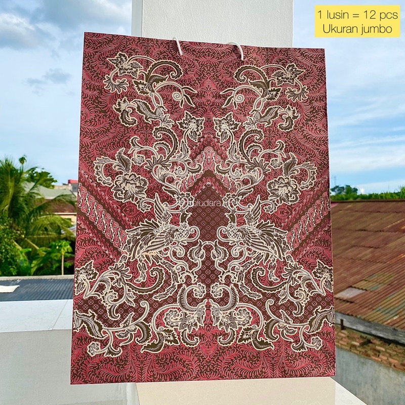 

Paket 1 lusin (12 tas) paper bag motif bunga besar