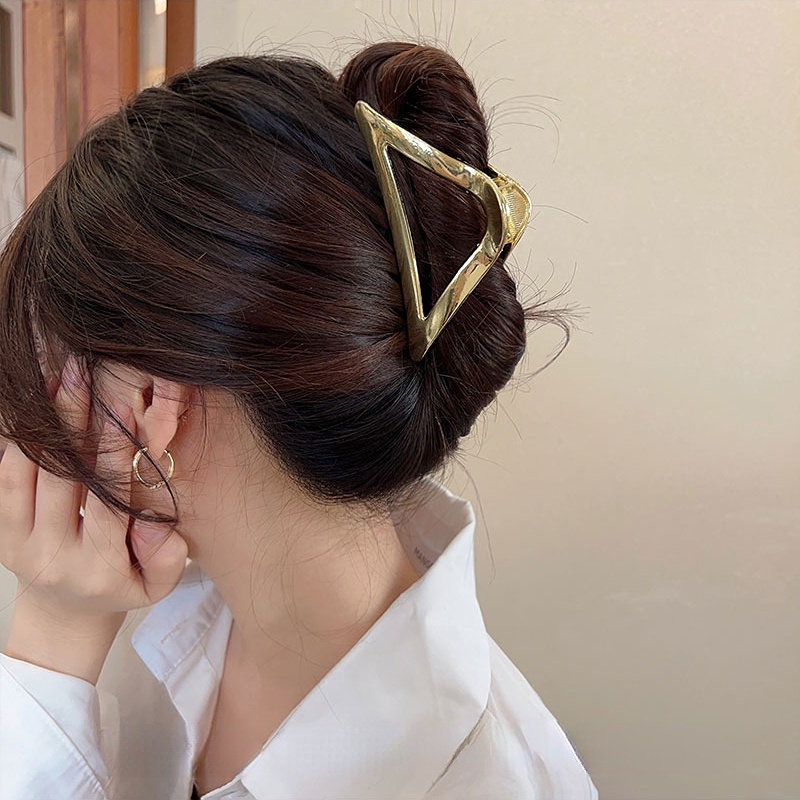 Simple Ins Metal Triangle Hairpin Klip Besar Klip Aksesori Rambut Klip Besar Untuk Wanita Perempuan