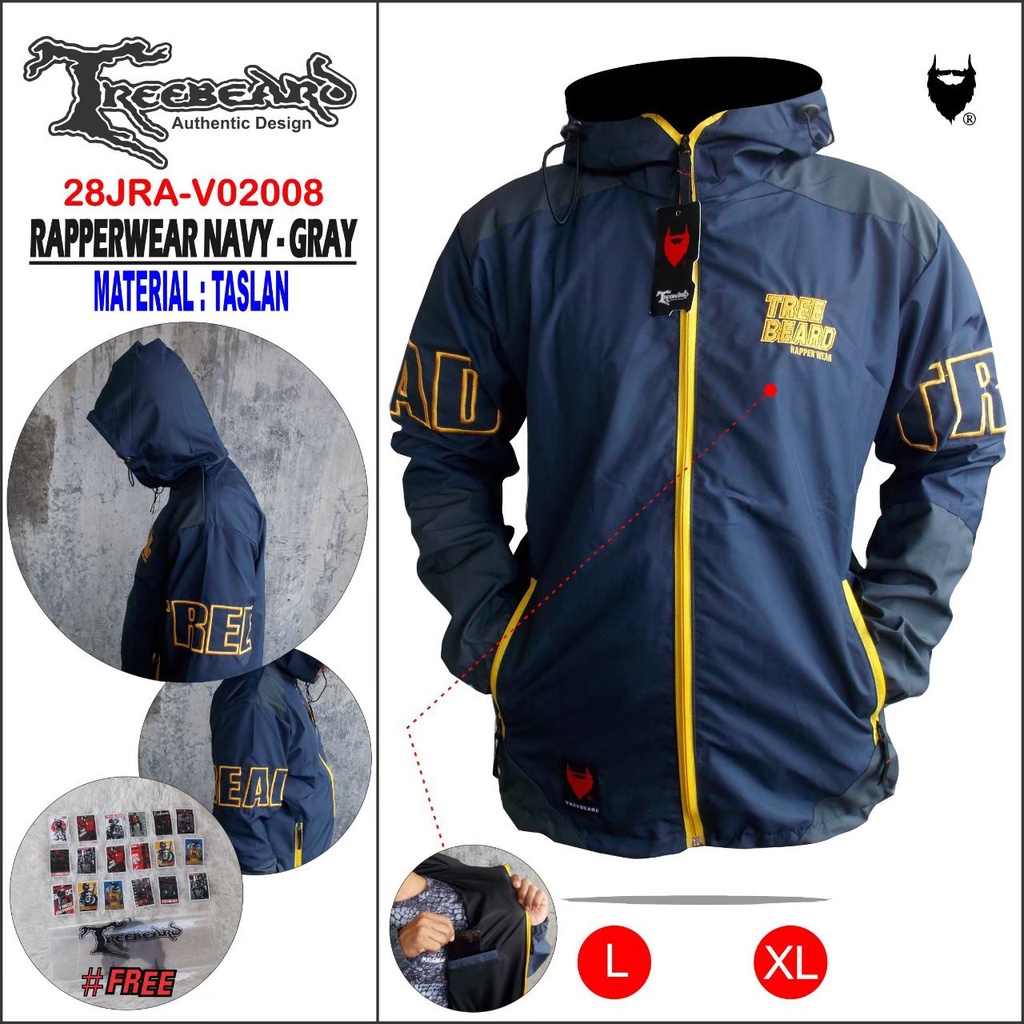 JAKET HOODIE OUTDOOR PRIA STROMLINE / JAKET HOODIE TASLAN PARASUT COWOK SEMI WATERPROOF ANTI AIR WINDPROOF  ORIGINAL TREEBEARD