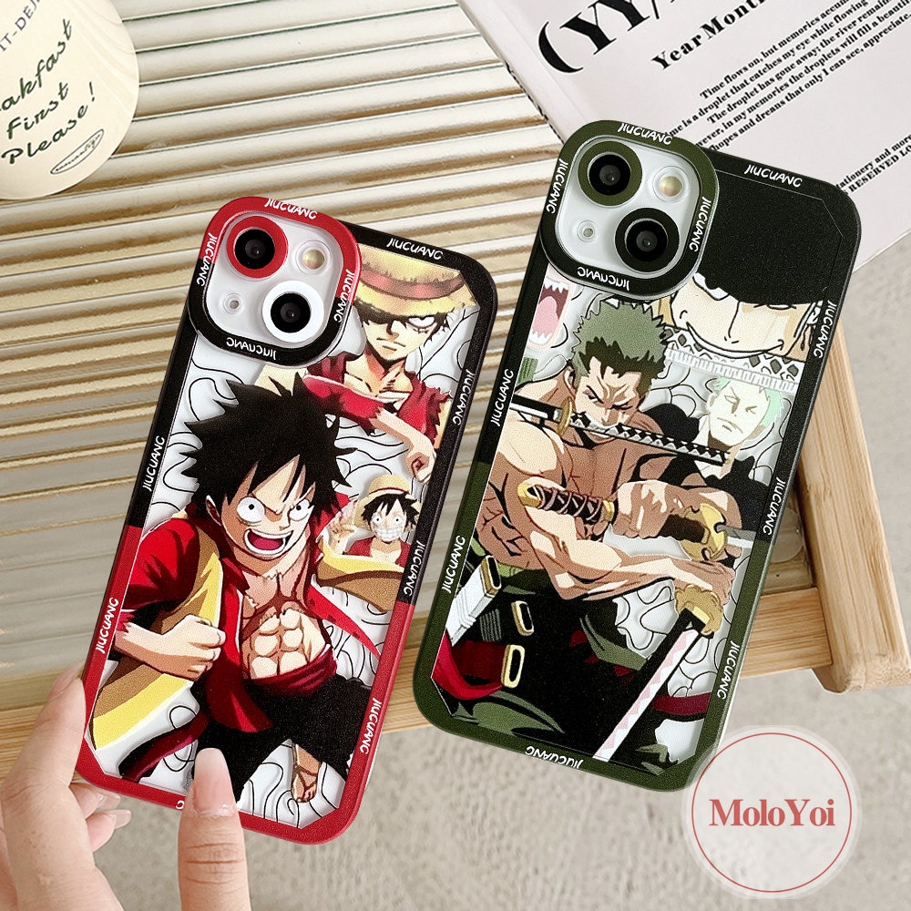 Casing TPU Lembut Anime Kartun One Piece Zoro Luffy Kompatibel Untuk iPhone 11 Pro Max XR 14 13 12 Pro Max 7Plus 8Plus X XS Max 6 6s 8 7 Plus SE 2020 Shockproof Angel Eyes