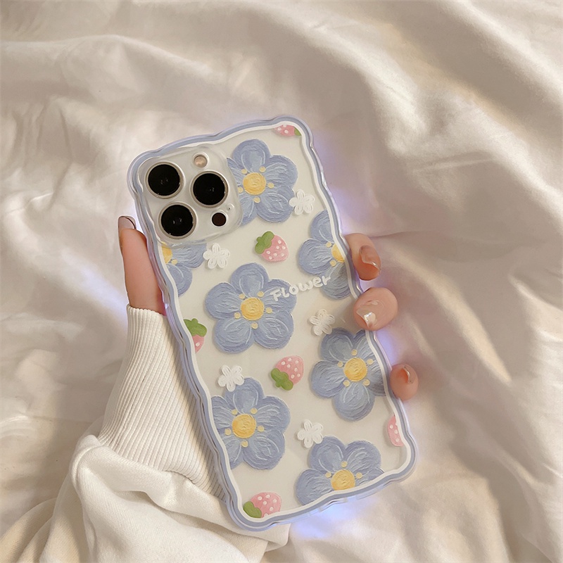 Casing Baru Realme 10 C33 C30 C31 C35 C21Y C25Y C21 Realme C11 C25 C17 C15 C12 C3 C2 Realme 8i 7i 5 5i 6i 7 Pro Strawberry Flowers Wave Edge TPU Phone Case Cover DQ