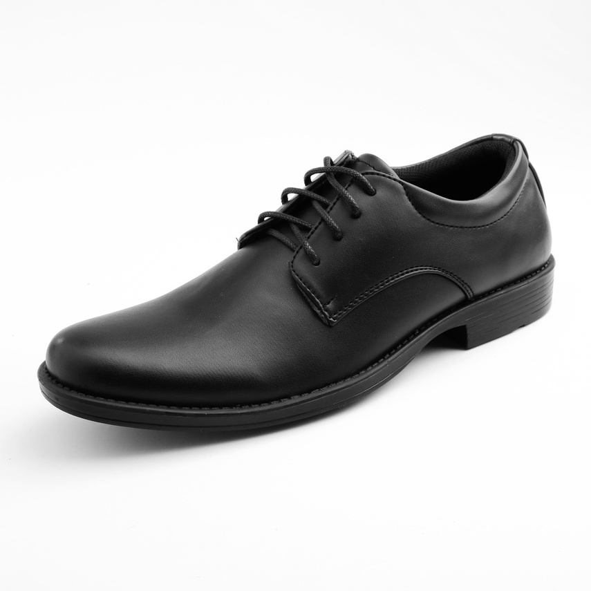 Derby Black - Sepatu Formal Pria Pantofel Casual Kerja Kantor Kulit Pantopel Hitam Pria Tali Original