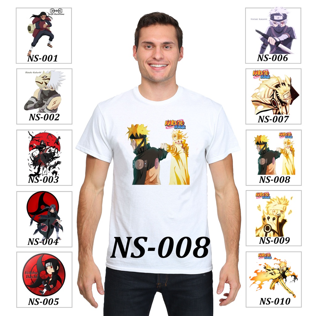 Kaos Anime Naruto Dewasa Pria &amp; Wanita Sasuke | Guy | Team 7 | Kakashi Baju Bahan Katun Cotton Combed 30s Premium