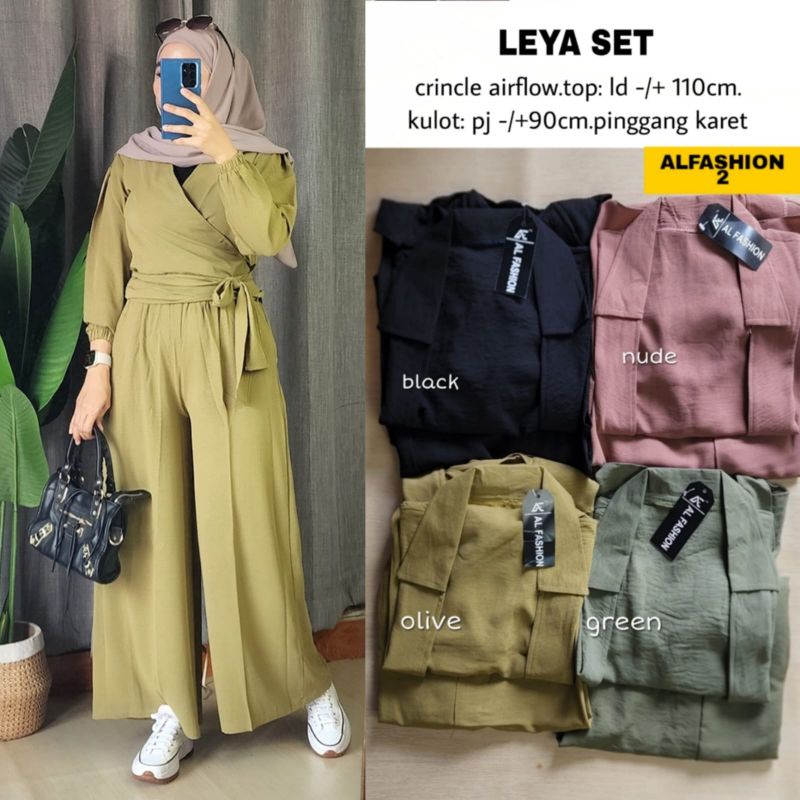 SET LEYA NEW//BAHAN CRINKLE AIRFLOW TOP HQ