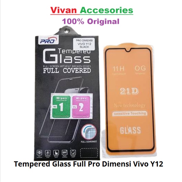 Tempered Glass Full Pro Dimensi Vivo Y12