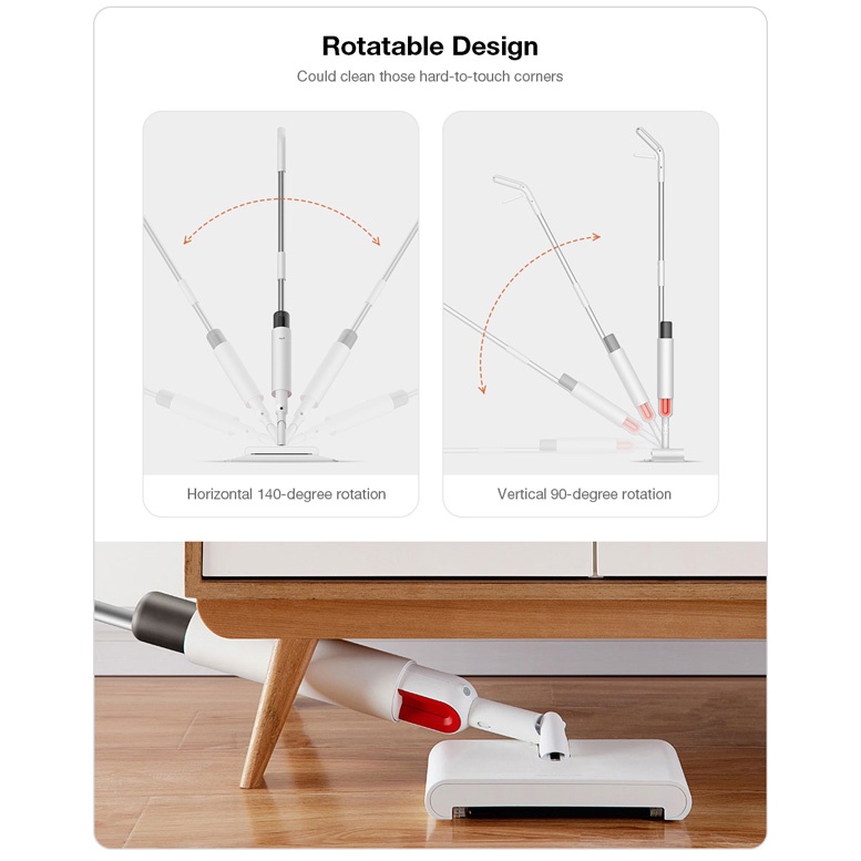 Derma Water Spray Mop Sweeper Sapu Pel 2 in 1 - DEM-TB900 - White - XOHX31WH