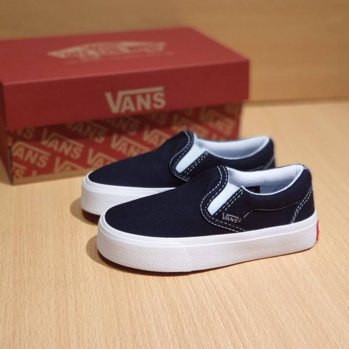 Sepatu Sneaker Anak Laki Laki Perempuan Vans Slip On Kids Hitam Catur
