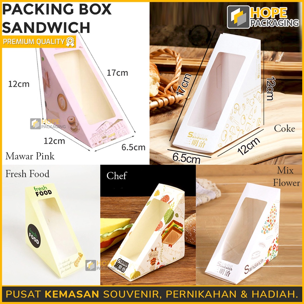 [ ISI 5 PCS ] Box sandwich Cream Kotak roti Sandwich / Kotak roti Kraft Paper Kotak roti Kraft Paper box kue / pengajian / Lebaran acara islami