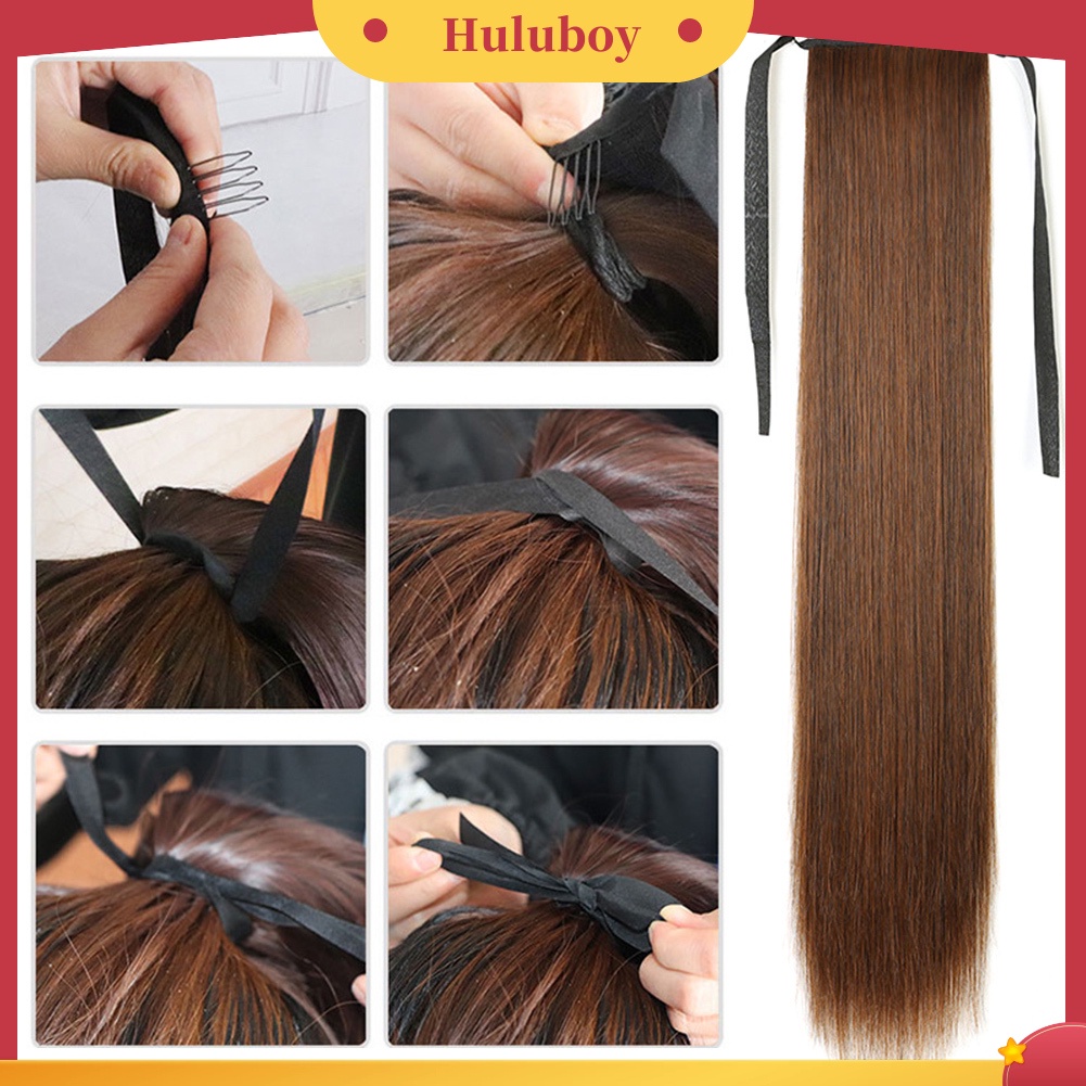 Wig Rambut Ekstensi Model Panjang Lurus Ukuran 45 / 55 / 65cm Untuk Wanita