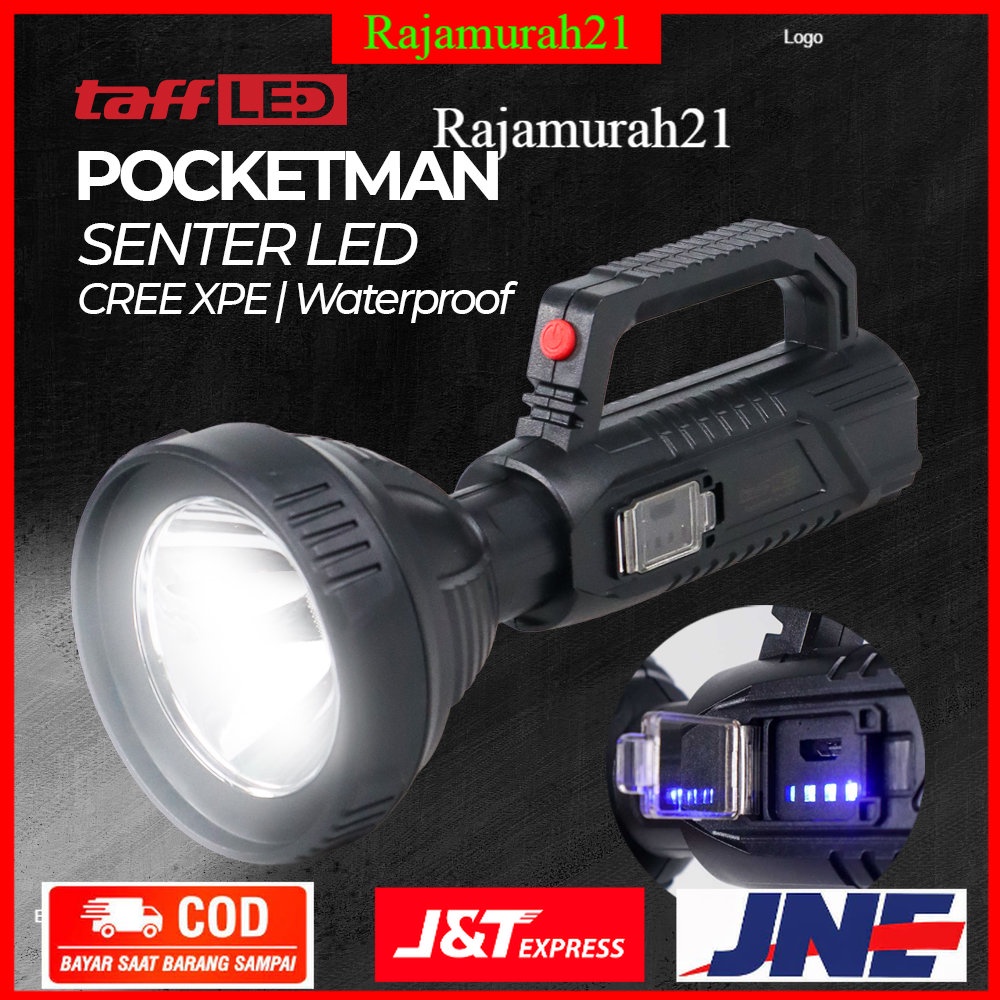 TaffLED Pocketman Senter LED Tahan Air USB Isi Ulang Cree XPE - LH-A08 - Hitam - T4FL03BK