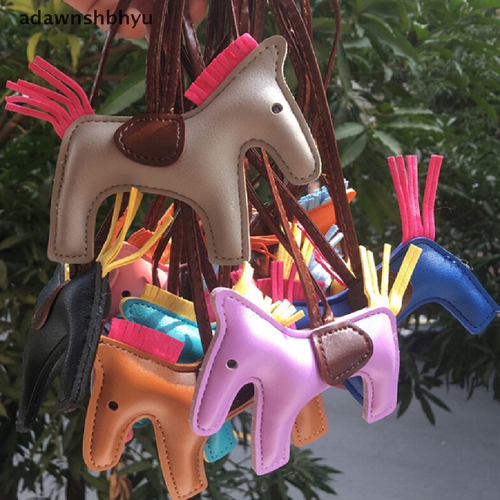 Adawnshbhyu Handmade Kulit PU Keyrings Horse Gantungan Kunci Mobil Tas Pesona Liontin Aksesoris ID