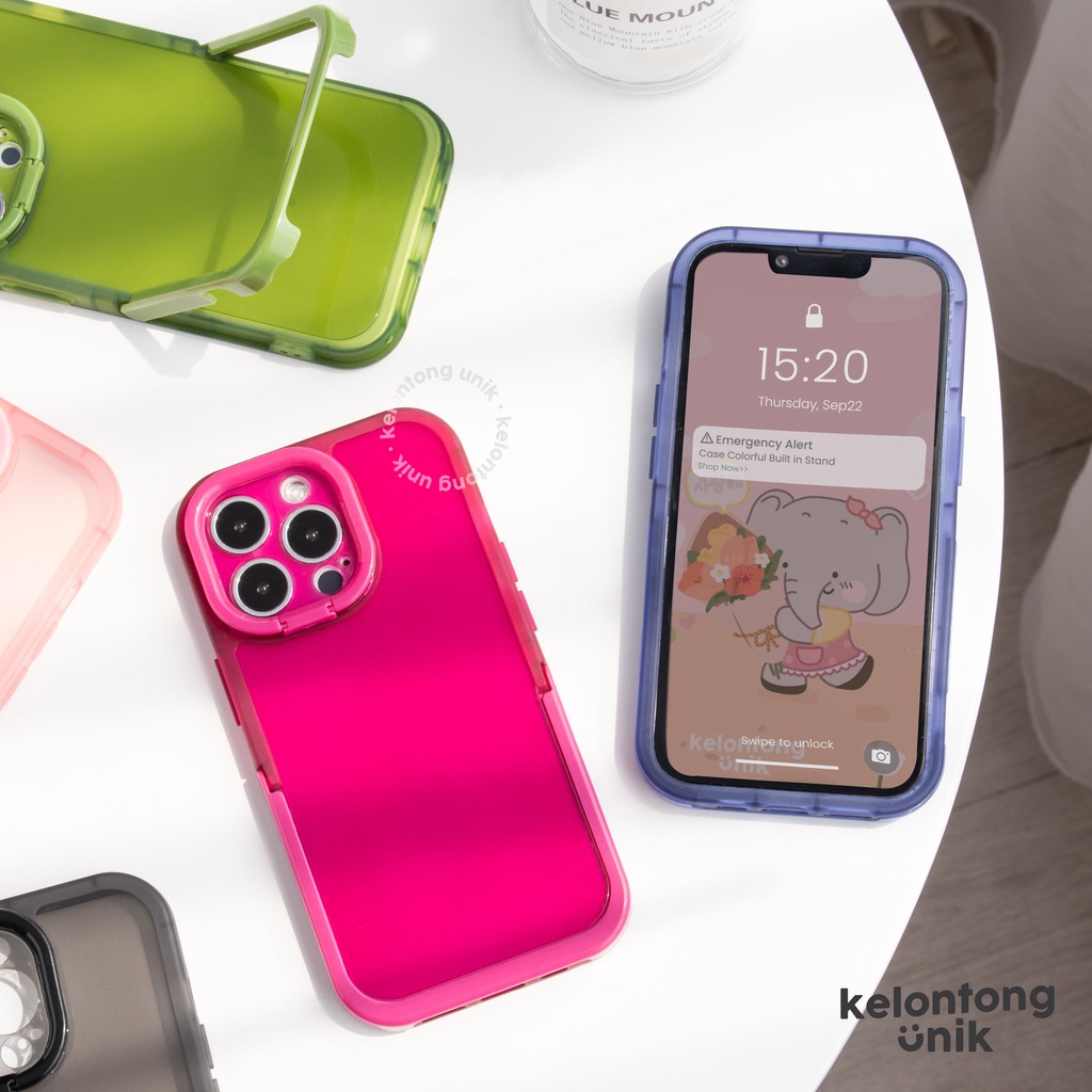 (Seri 2) For iPhone - Colourful Built In Stand Case/ Kickstand  Shock Proof Case