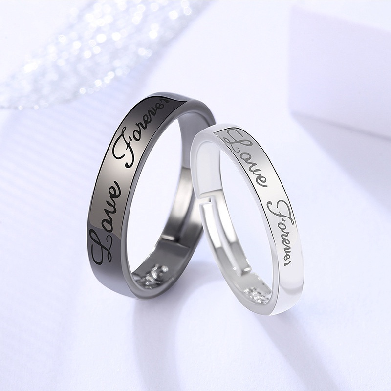 Cincin Pasangan Pernikahan Terbuka Dapat Disesuaikan Perhiasan Fashion Sederhana Halus Wanita Indah Hadiah Pria Pesta Rings Jari Cincin Halus Tipis Elegan