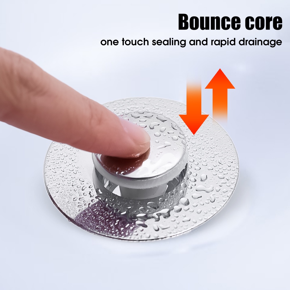 Stopper Drainase Got Tipe Tekan Sumbat Anti Bau Floor Drain Saringan Wastafel Bounce Core Bathtub Hair Fur Catcher Saringan Wastafel Anti Sumbat Untuk Dapur Kamar Mandi