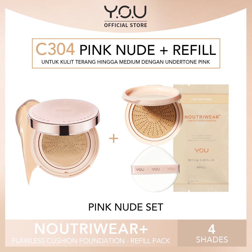 YOU ( Y.O.U ) BELI 1 GRATIS Noutriwear+Flawless CUSHION + Refill Noutriwear+Flawless CUSHION