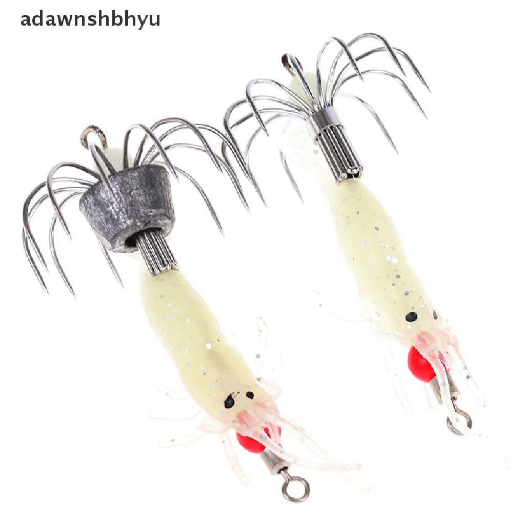 Adawnshbhyu 1PC Luminous Squid Jigs Glow Udang Kayu Dengan Kait Gurita Cumi Umpan Pancing ID