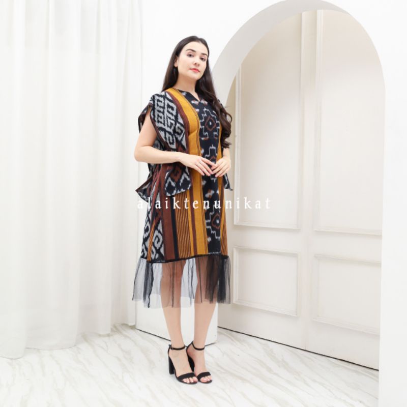 DRESS TENUN ANGGUN 02 - DRESS ETHNIK - BAJU TENUN - DRESS WANITA - DRESS TENUN WANITA