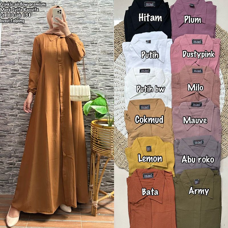 gamis crinkle Airflow premium merk Syifa kasyifa