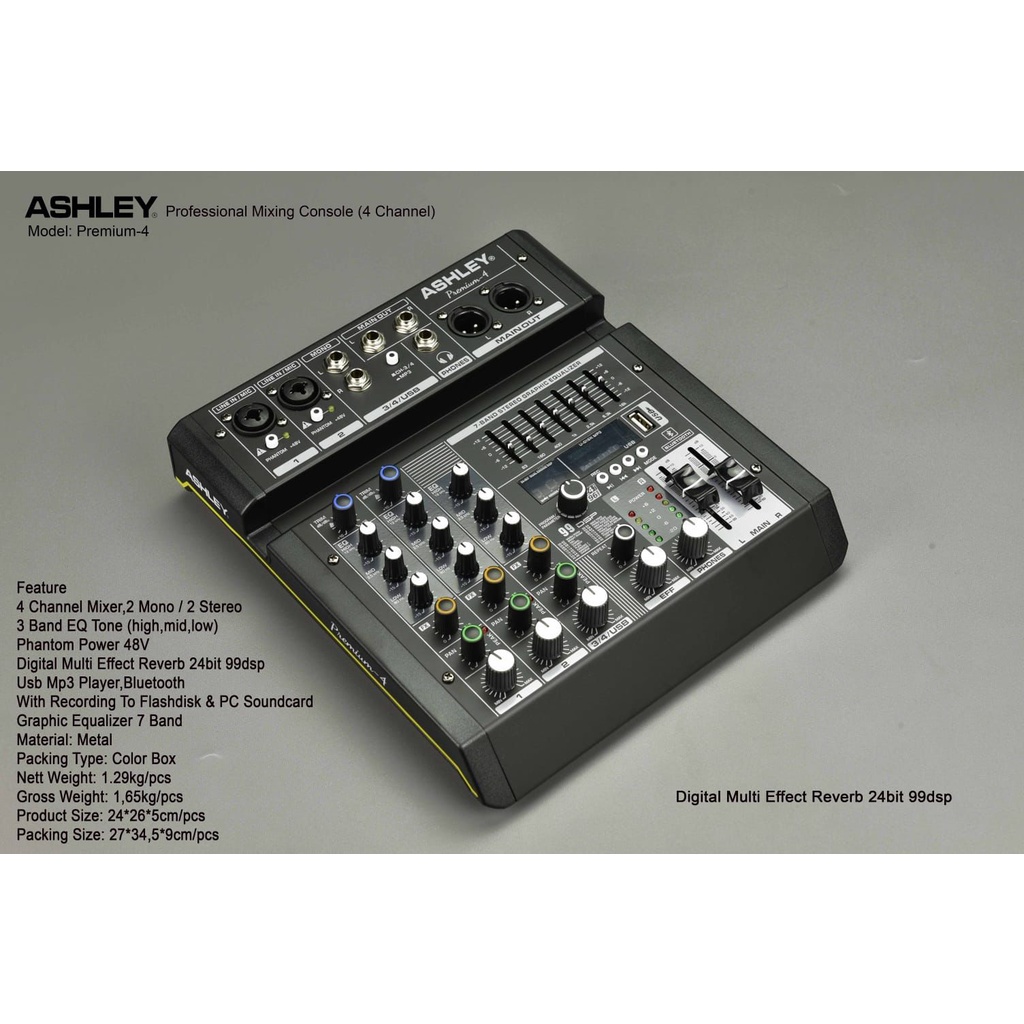Mixer Ashley Premium4 / Premium-4 Support PC Soundcard Effect Vocal Reverb