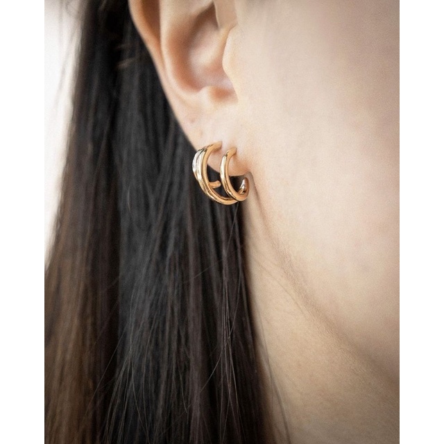 Ark.co - Denver earrings (double ; triple) anting hoops huggies gold statement minimalis simple