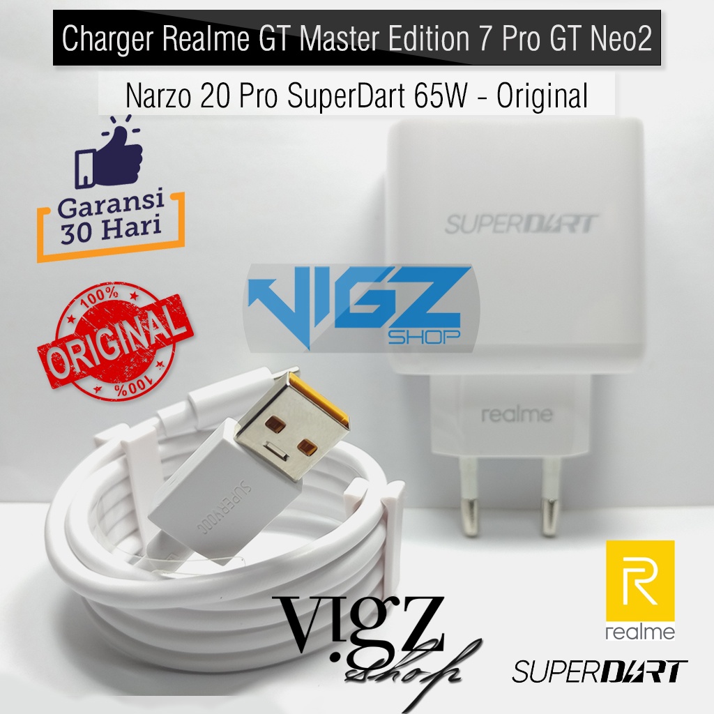 Charger Realme GT Master Edition / 7 Pro / GT2 Pro / GT Neo2 / Narzo 20 Pro SuperDart 65W Original