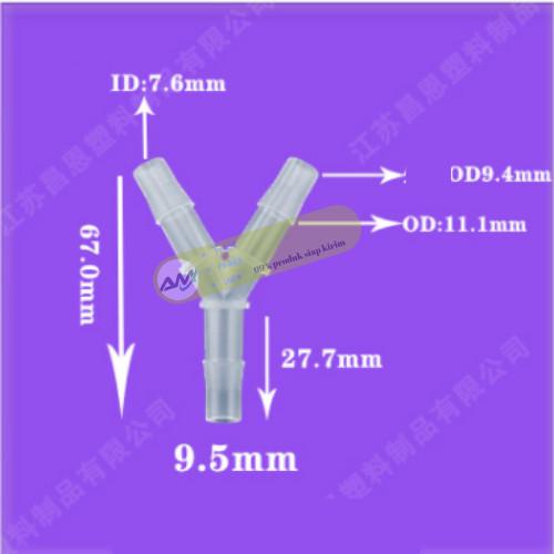 Y-Shaped 9.5 Mm , Konektor Cabang 3 Selang Aerator Uniring Kualitas Best Seller