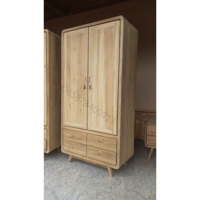 Lemari Pakaian Minimalis Full Kayu Jati Mentahan Lemari Baju Jati Lemari Jati Almari Pakaian Minimal