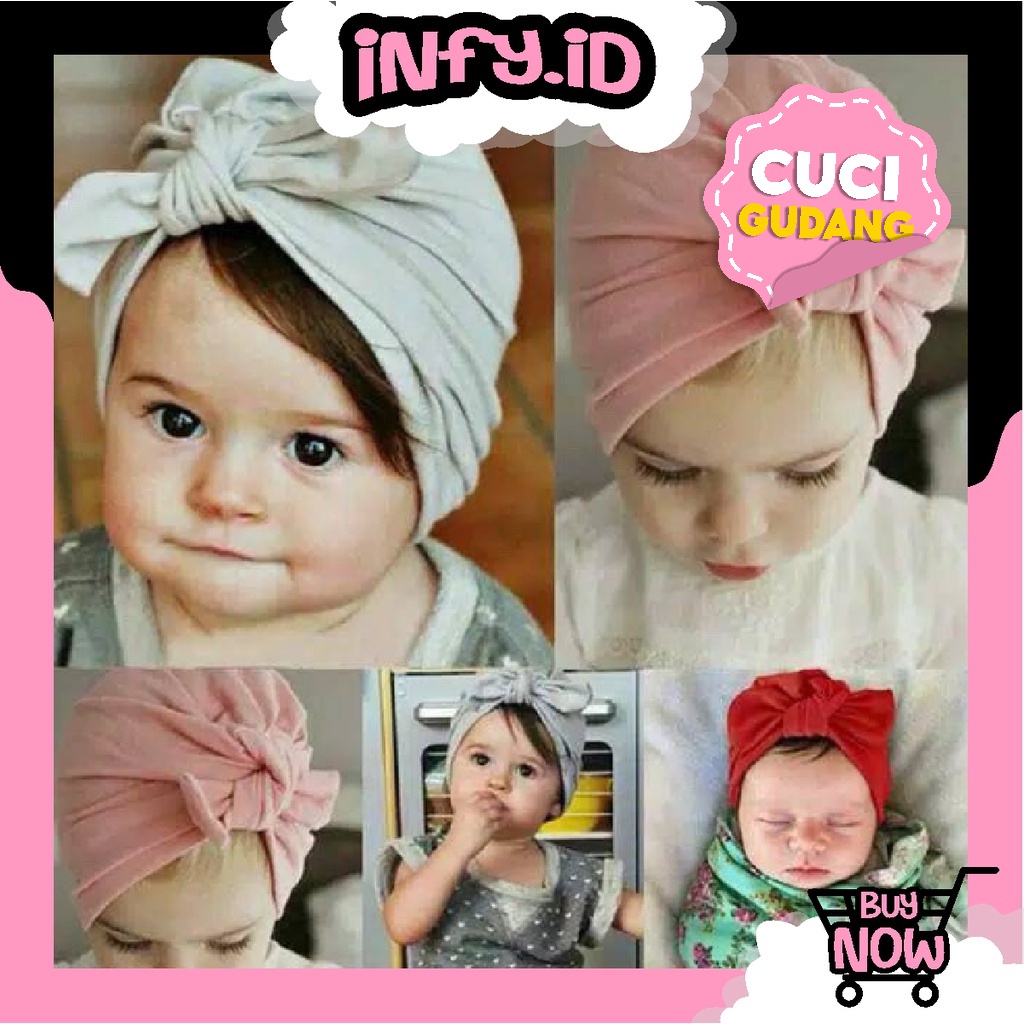 INFY - R298 Turban Bayi / Turban Baby ( 0-3 tahun ) Pita Polos Turban Anak