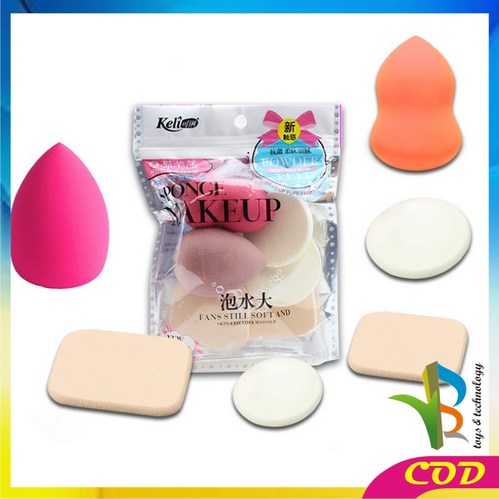 RB-K47 Spons Make Up 6 IN 1 Spon Foundation Pembersih Make Up Wajah Sponge Makeup Beauty Blender