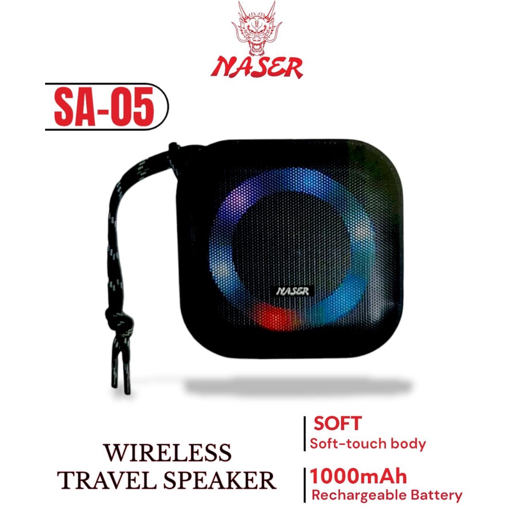 SPEAKER BLUETOOTH BT NASER SA-05 / WIRELESS TRAVEL SPEAKER SOFT TOUCH BODY BASS   /SPEAKER BLOUTOOTH/SPEAKER MINI BASS/PENGERAS SUARA