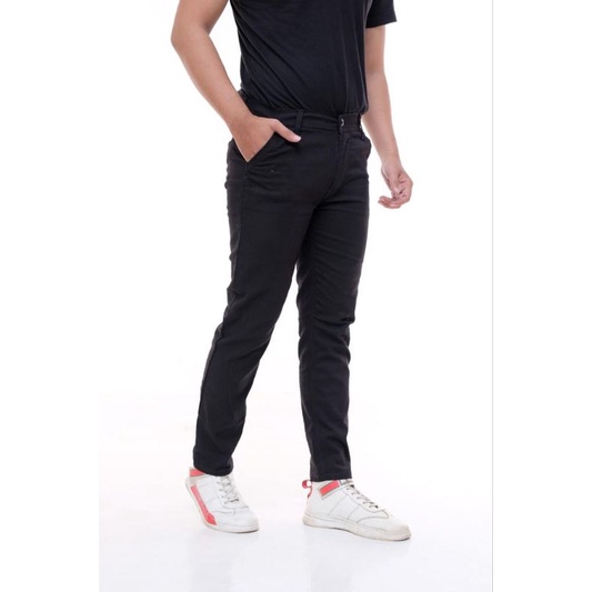 CELANA CHINO Panjang pria Slimfit KERJAHARIAN Santai Casual Formal Hitam Abu Cream Mocca Size 27-38