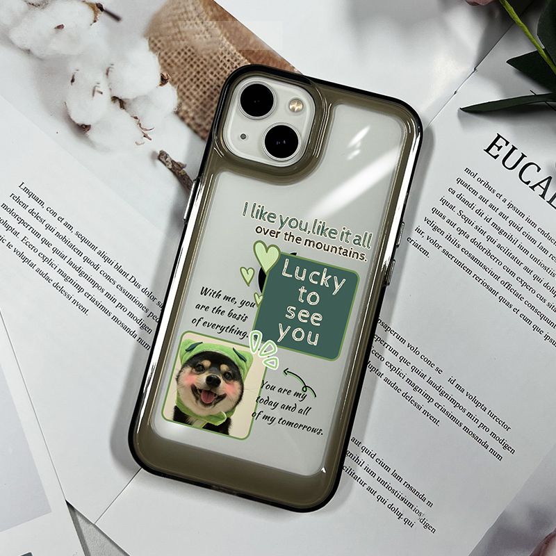 Couple Cute Dog Shockproof Soft Phone Case Compatible for IPhone Casing 14 11 13 12 Pro XS Max X XR 7 8 6 6S Plus Transparent TPU Cover