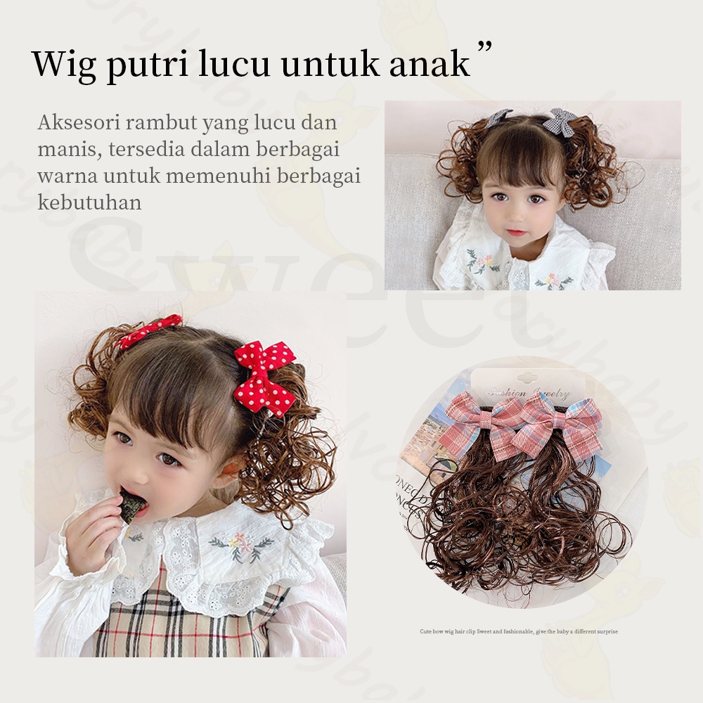 Ivorybaby 2pcs Jepit rambut wig anak perempuan Jepit rambut pita Jepitan wig anak