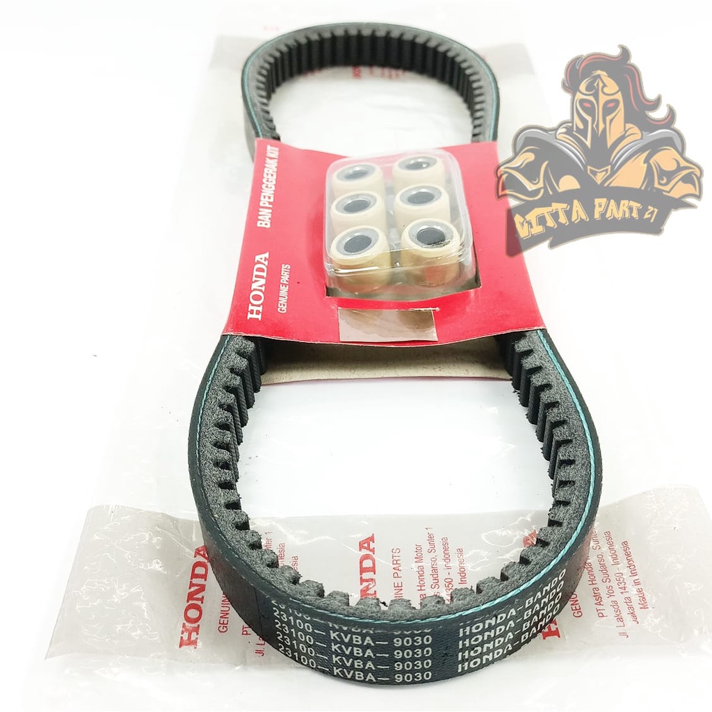 VANBELT V-BELT PLUS ROLLER HONDA KVB KUALITAS ASLI ORIGINAL HONDA AHM PRESISI ANTI SELIP ROLLER AWET DAN DIJAMIN MANTAP VARIO KARBU VARIO 110 KARBU VCARIO 110 TECHNO