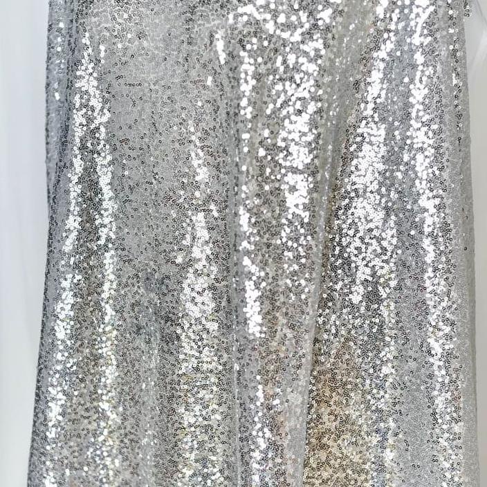 (COD )NEW_PRODUCT Kain sequin silver tile putih / kain seribu payet / background foto video ala sele