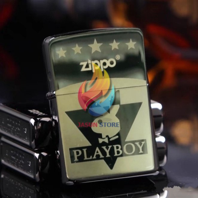 BISA COD! Korek Api Zippo Black Ice Made In Usa Motif Play Boy Original / Mancis Unik / Free Box