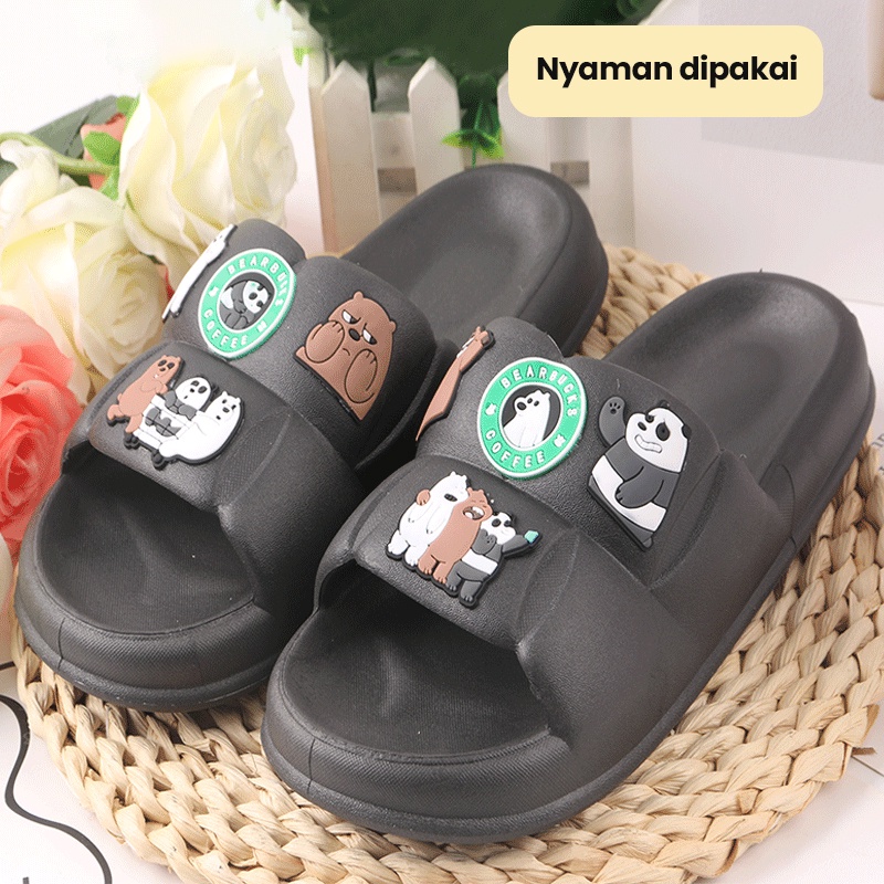 Mainland Sandal Karet Jelly Wanita Lucu Character Sendal Slip On Jelly Rumahan Soft Import AntiSlip HSN125