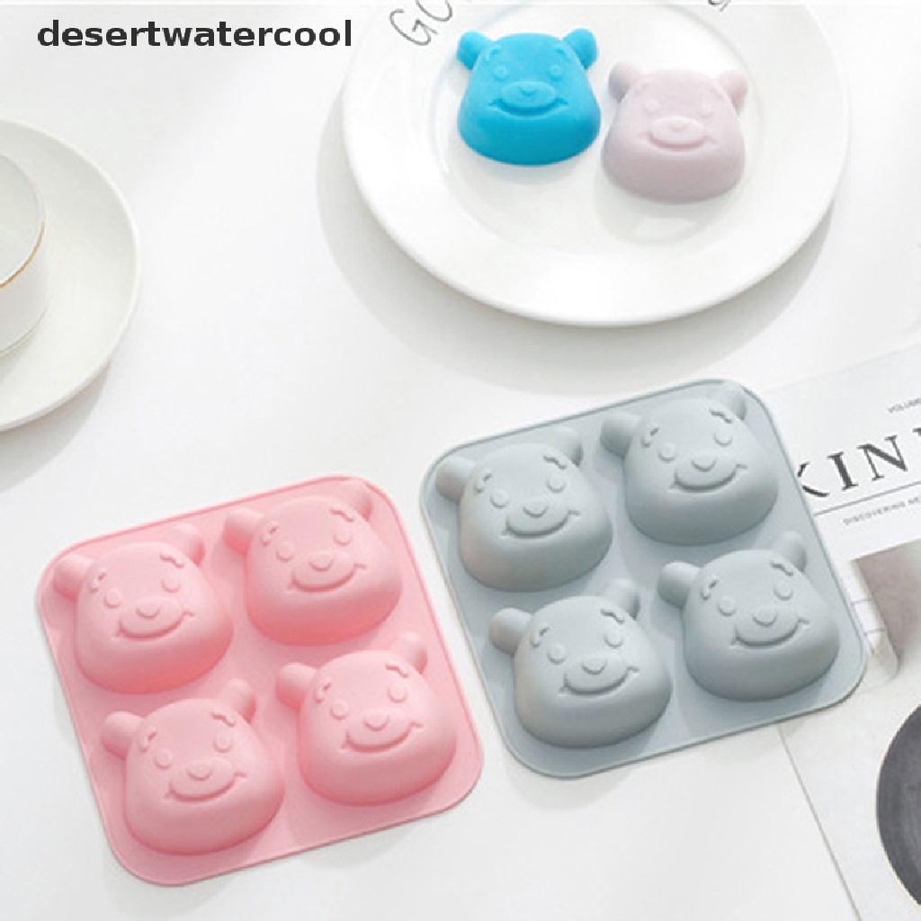 Deid 1Pc 4-rongga Silikon Cetakan Kue 3D Beruang Cetakan DIY Baking Dessert Bakeware Alat Martijn