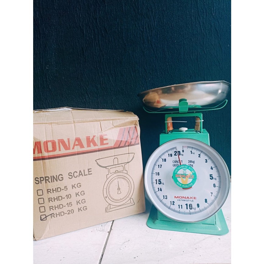 MONA Timbangan CROWN 20 Kg Besi Stainless Jarum Analog Manual Duduk Sembako Telor Kue Tepung Buah Sayur Daging Ikan Barang Laundry Kargo