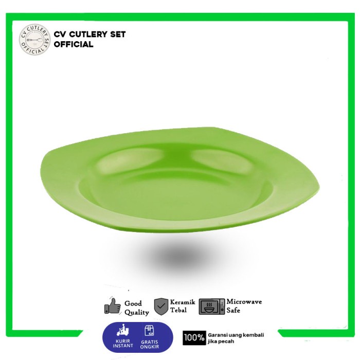 Piring Makan Segi 4 Mie Goreng 9 inch Hijau MELAMINE  2090