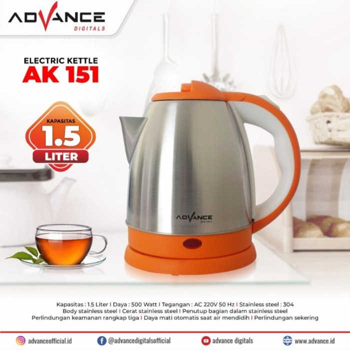 ADVANCE AK151 / AK-151 Electric Kettle Teko Listrik 1.5 liter