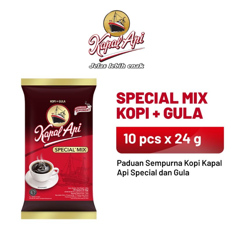 

Kapal Api Special Mix Renceng / Pack Isi 10 Sachet (DISKON 50% & 20% JAM 12 SIANG & 8MLM)