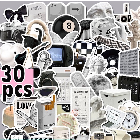 

Stiker Black & White Style 30pc Nordic Classical Black & White Style