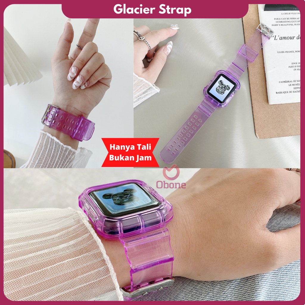 Transparan strap untuk watch T500 T55 T500plus iwatch HW22 42mm 44mm Glacier Tali jamtangan smartwatch