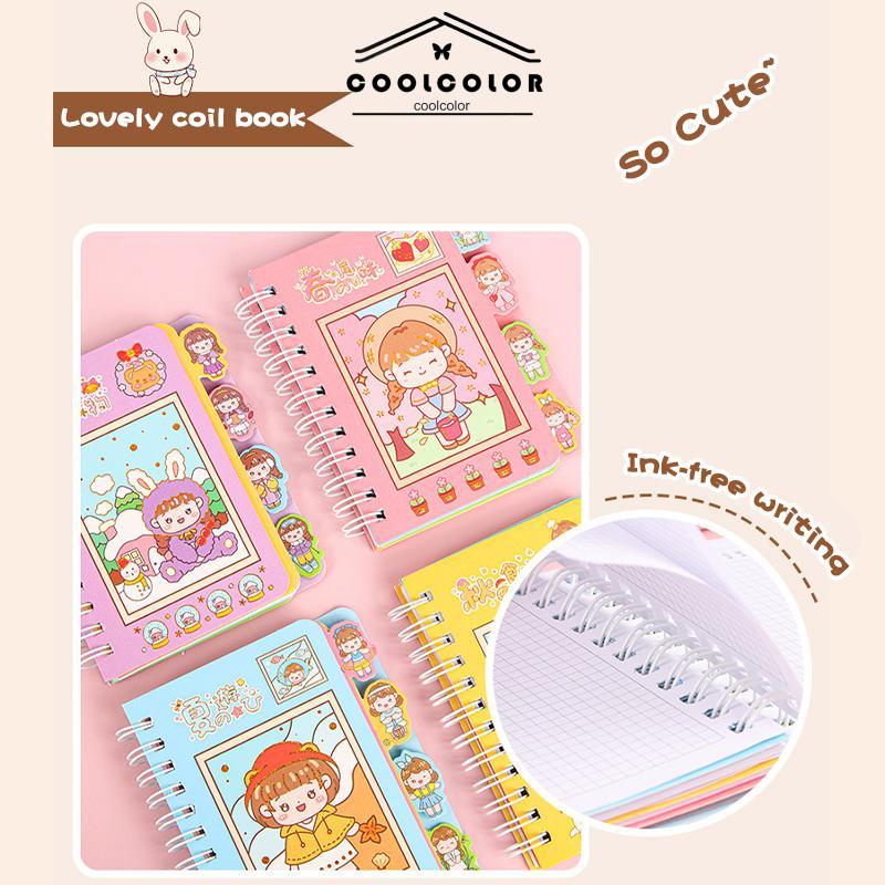 COD❤️Buku Catatan Lucu Siswa Scrapbook Coil  Buku Portabel  Dengan Stiker Di Dalamnya- cl