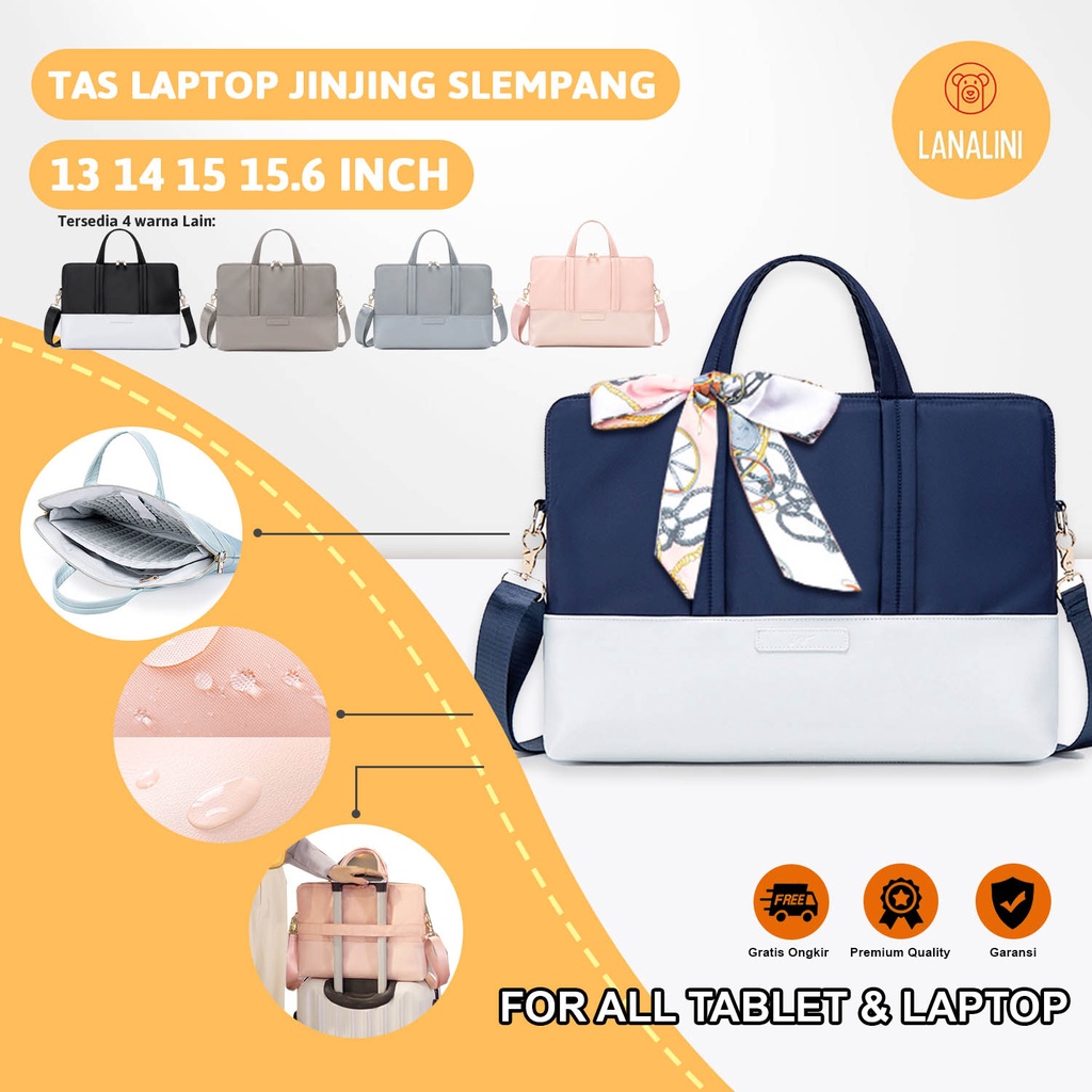 Tas Fashion Wanita Multifungsi Jinjing Kerja Kuliah Kantor Selempang Slempang Sling Bag Ipad Tablet Macbook Air Pro Laptop Asus Acer Lenovo HP Huawei 11 12 13 14 15 15,6 inch Motif Warna Hitam Pink Navy Abu Murah Korean Model Tali Waterproof Slot Kantong