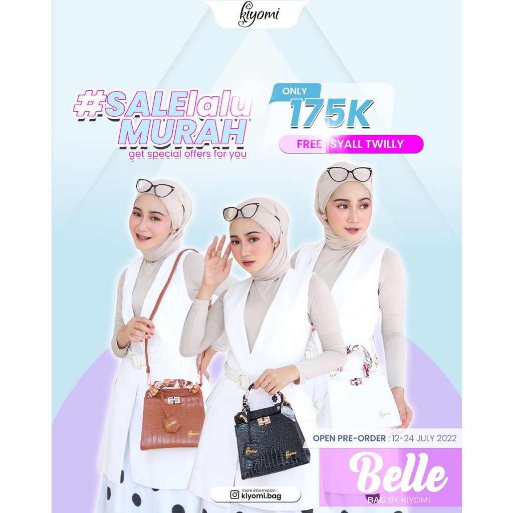 BELLE BAG BROWN BLACK WHITE ORIGINAL BY KIYOMI BAHAN CROCO SINTETIS MATTE AND GLOSSY TAS BAHU SELEMP