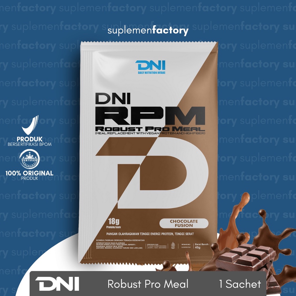 DNI RPM Robust Pro Meal Replacement 600 Gram Whey Protein Vegan 1 Sachet