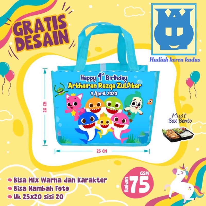 

Tas Ultah BENTO / Tas ultah mika bento / Goodie Bag ukuran BENTO